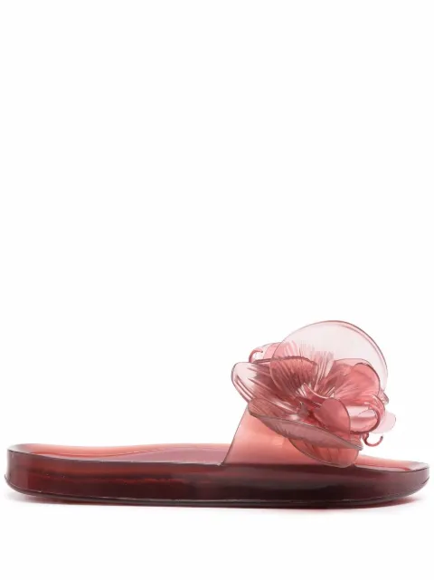 Y/Project x Melissa floral-appliqué flat slides Red 335650600802064
