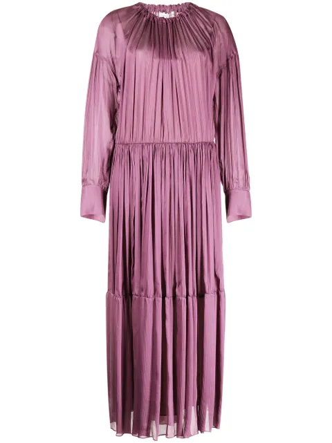 Vince shirred-neck long-sleeved dress Purple V796951437