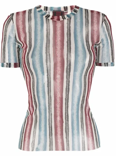 Jean Paul Gaultier Pre-Owned 1990s sheer stripe-print top Red JPG131PT