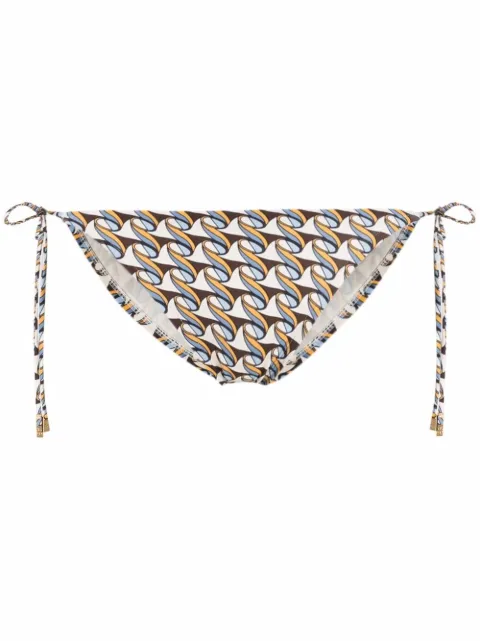 Tory Burch abstract-print side-tie bikini bottoms Neutrals 79313