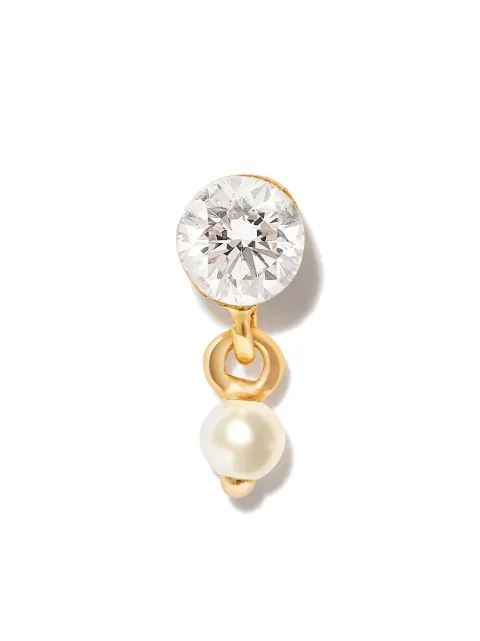 MARIA TASH 18kt yellow gold diamond and pearl stud earring Gold XIVD32DPE