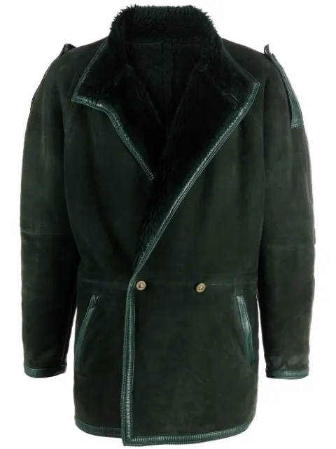Versace Pre-Owned 1980s double-breasted shearling coat Green VER1200X