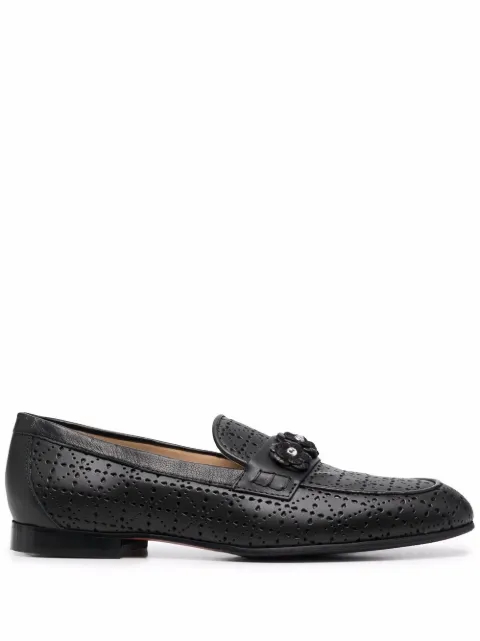 Baldinini floral-appliqué mocassins Black D2D110MOOW0000