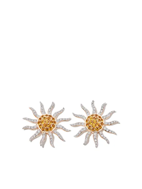 Yvonne Léon 9kt yellow gold Sun citrine and diamond stud earrings Gold PBOMAXISOLEILBICOJ
