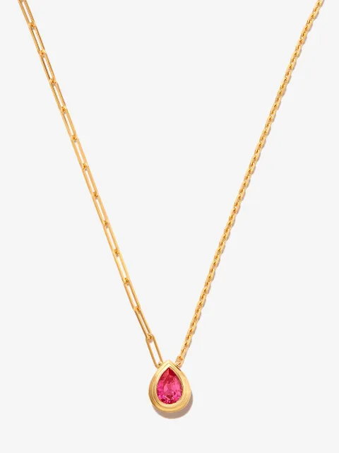 Yvonne Léon 9kt yellow gold crystal necklace Gold COLLIERSOLITAIREPOIREBERLINGOTROSEORJ