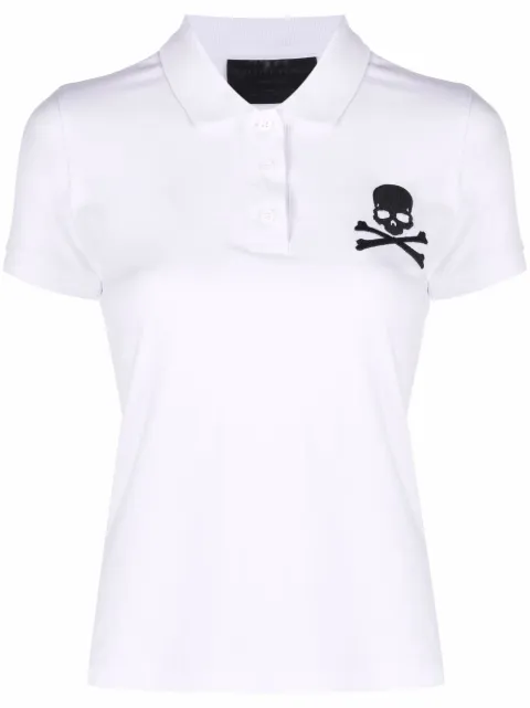 Philipp Plein skull-patch polo shirt White PAACWTK2428PJO002N