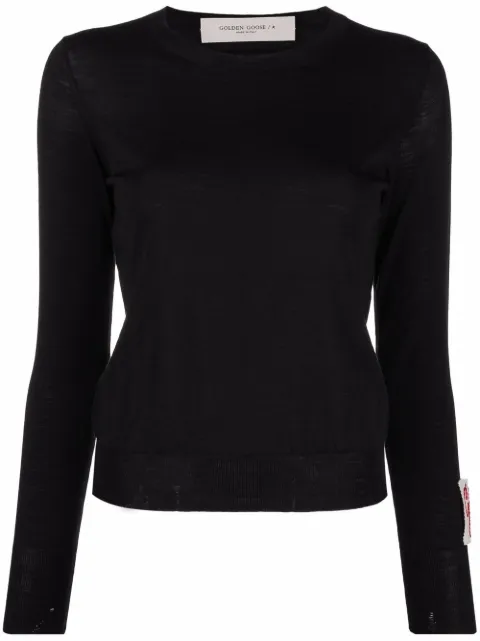 Golden Goose logo-patch wool jumper Black GWP00952P000665