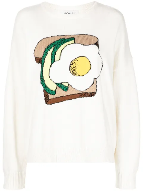 Monse Avocado Toast merino-knit jumper White MS220135RAV