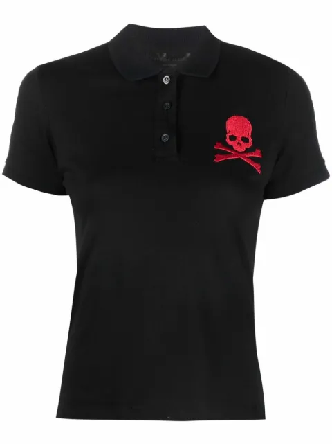 Philipp Plein skull-patch polo shirt Black PAACWTK2428PJO002N