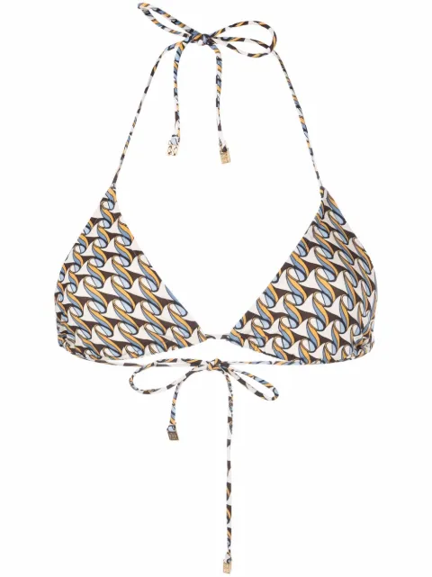 Tory Burch wave-print bikini top Neutrals 81715