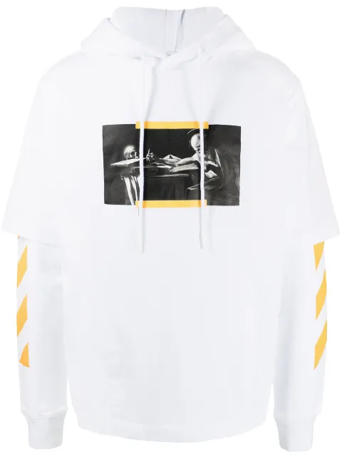 Off-White graphic-print layered hoodie White OMBB087F21FLE0060184