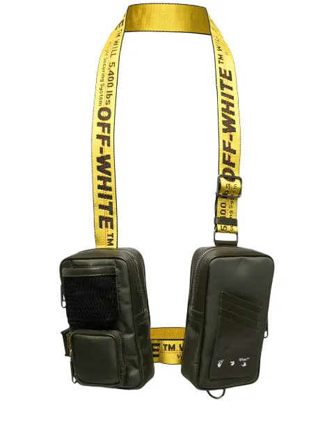 Off-White double-pouch Industrial-strap bag Green OMNQ024F21FAB0015500