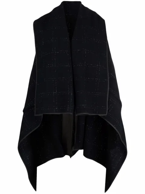 Comme Des Garçons Pre-Owned 1990s tartan-knit cape coat Blue CDG120PT