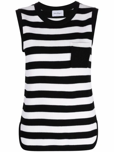 Ferragamo stripe-pattern virgin-wool vest Black 750779
