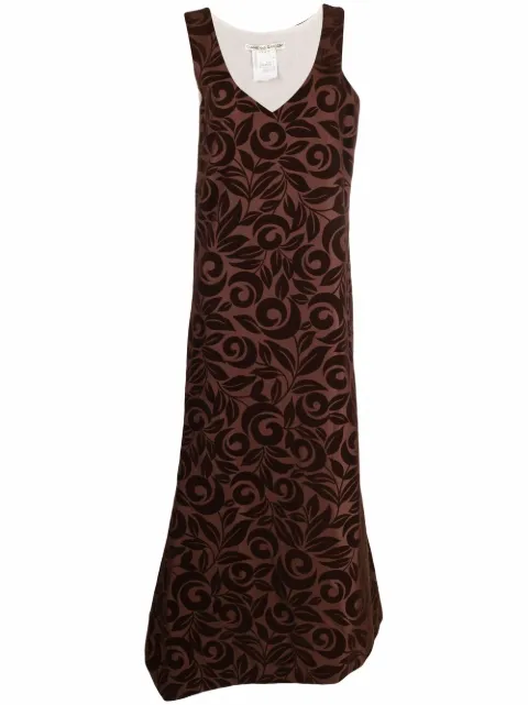 Comme Des Garçons Pre-Owned 1996 foliage-print velvet dress Brown CDG118PT