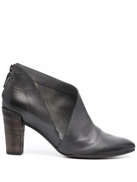 Del Carlo 95mm cut-out zipped pumps Blue EBROCRUST