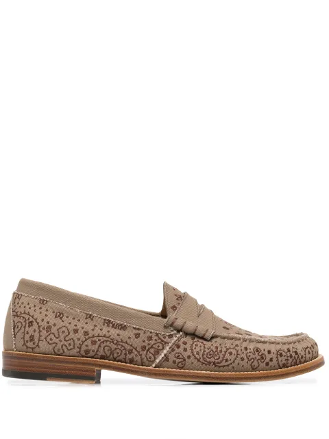 RHUDE bandana-print low-heel loafers Brown RHFW21FO11040090