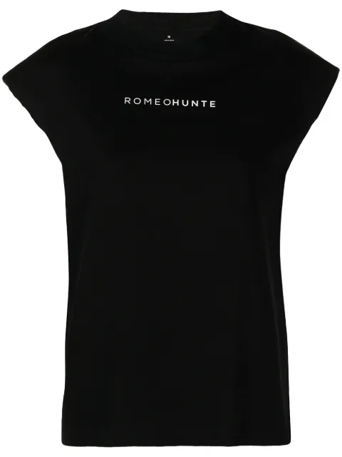 ROMEO HUNTE logo-print padded-shoulder T-shirt Black SS211758