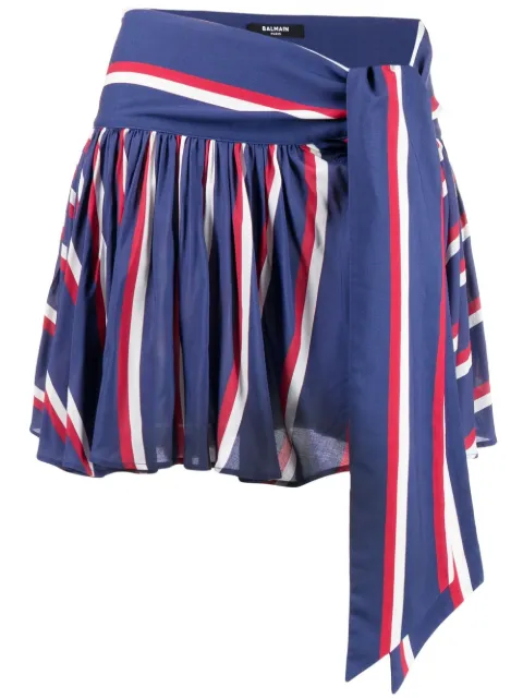 Balmain pleated striped miniskirt Blue XF2LB460VC19