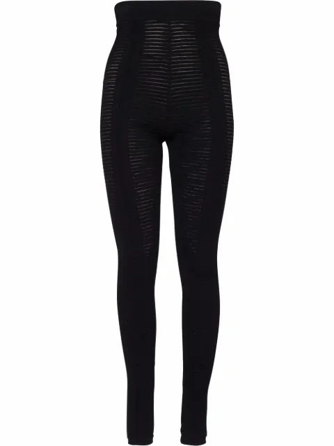 Balmain high-waisted sheer knitted leggings Black XF0PD005KB60