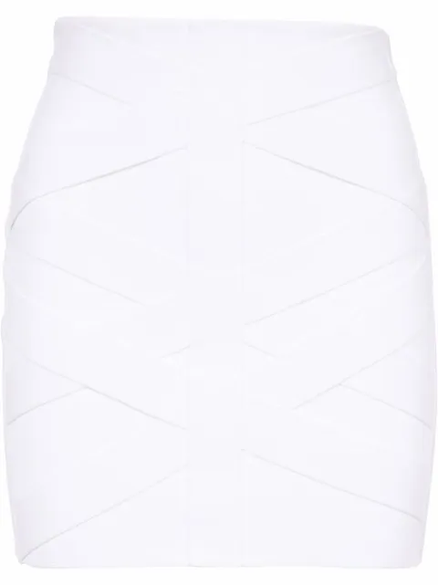 Balmain high-waisted panelled mini skirt White XF0LB005KC02