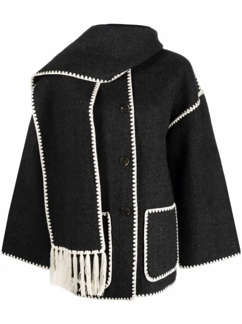 TOTEME embroidered scarf jacket dark grey mélange Grey 221117709359