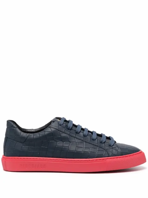 Hide&Jack crocodile-embossed low-top leather sneakers Blue EIBKLBLURED
