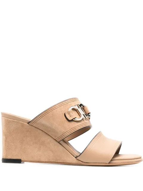 Ferragamo Chaim 75mm suede wedge sandals Neutrals 751084