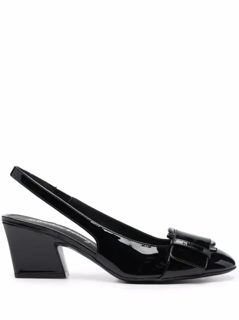 Ferragamo Briget patent-leather slingback pumps Black 751598