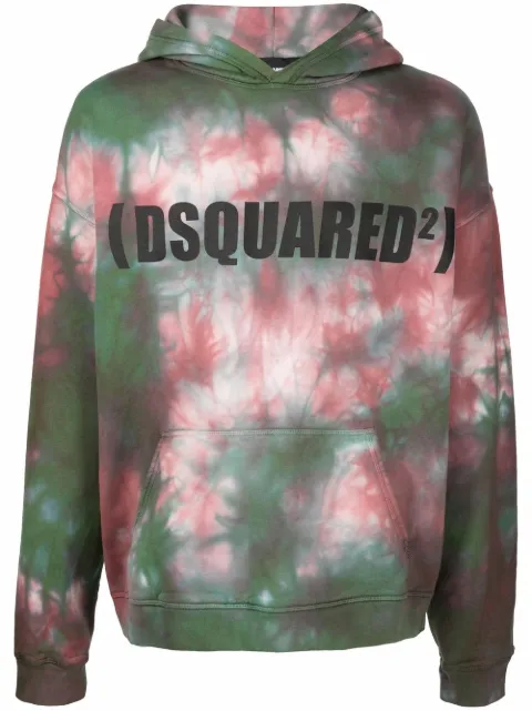 DSQUARED2 tie-dye logo-print hoodie Green S74GU0563S25030