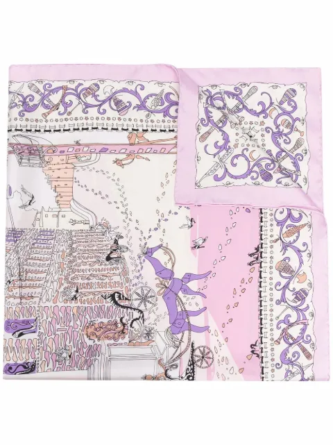Ferragamo Palazzo Spini Feroni print silk scarf Pink 999186