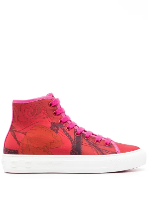 Ferragamo print-detail lace-up sneakers Red 751602