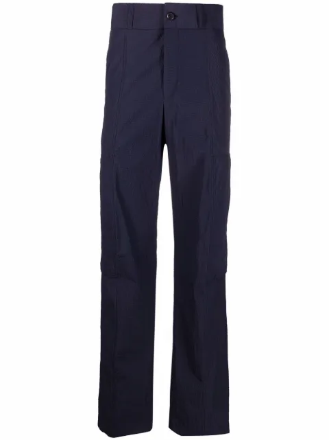 Ferragamo multi-pocket seersucker trousers Blue 750381