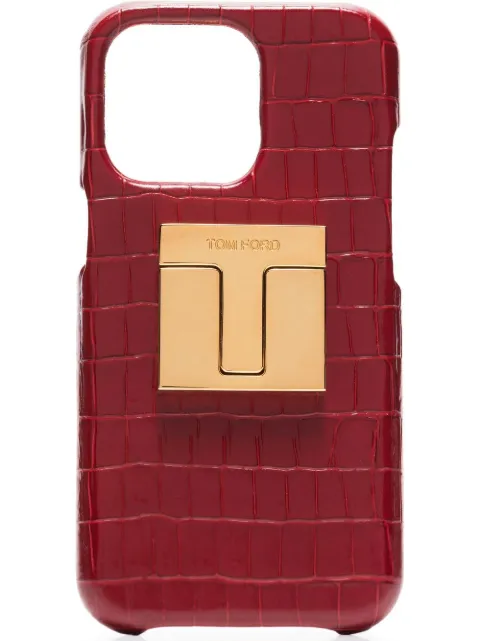 TOM FORD crocodile-effect iPhone 12 case Red Y0349TLCL239