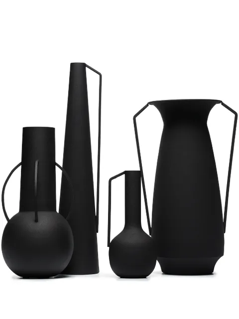 POLSPOTTEN Roman powder-coated vases (set of 4) Black 300205008