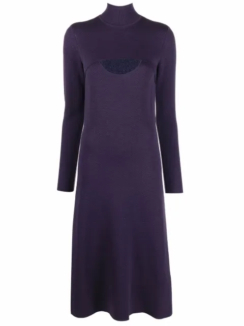 Ferragamo Lamé wool midi dress Purple 751369