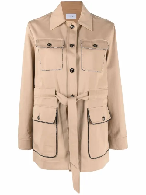 Ferragamo pocket-detail belted jacket Neutrals 751501