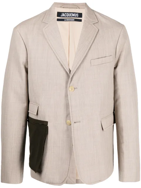 Jacquemus pouch-pocket single-breasted blazer Brown 216JA0051260