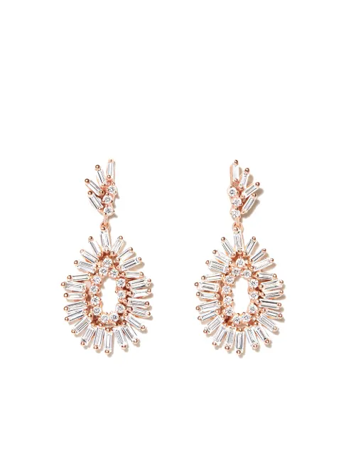 Suzanne Kalan 18kt rose gold diamond drop earrings Pink BAE450RG