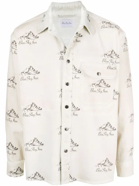 BLUE SKY INN logo mountain-print jacket Neutrals BS2102JK004