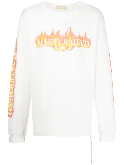 Mastermind Japan logo-print long-sleeve T-shirt White MW21S07TS033014