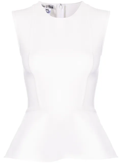 Herve L. Leroux sleeveless peplum-hem top White 212146WHT
