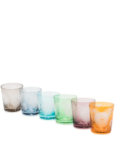 POLSPOTTEN Peony glass tumblers (set of 6) Green 140230097