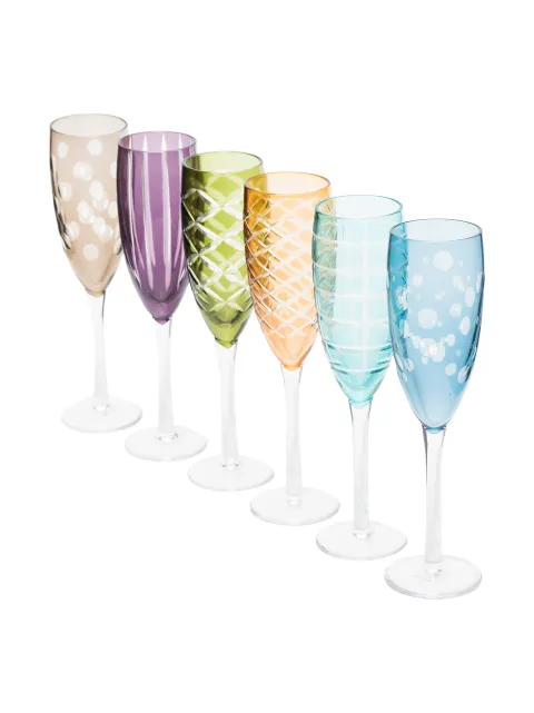 POLSPOTTEN Cuttings champagne glasses (set of 6) Blue 140230127