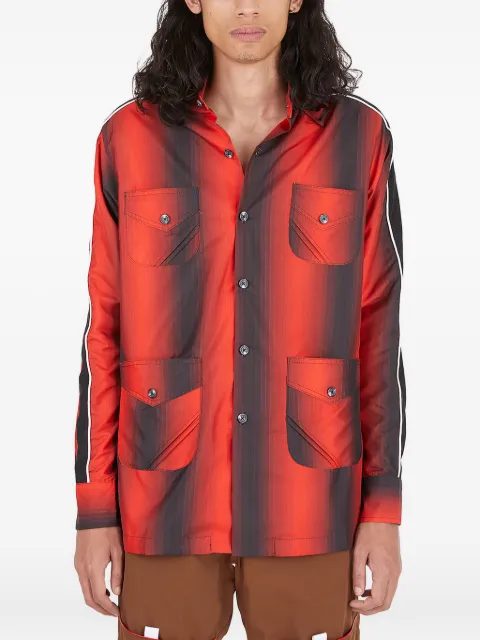 Ahluwalia stripe-pattern shirt jacket Red AW21AHL14