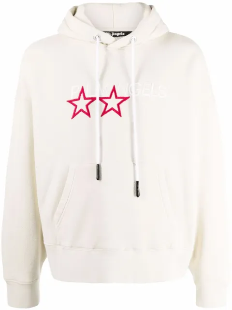Palm Angels logo-embroidered cotton hoodie Neutrals PMBB058F21FLE0080501