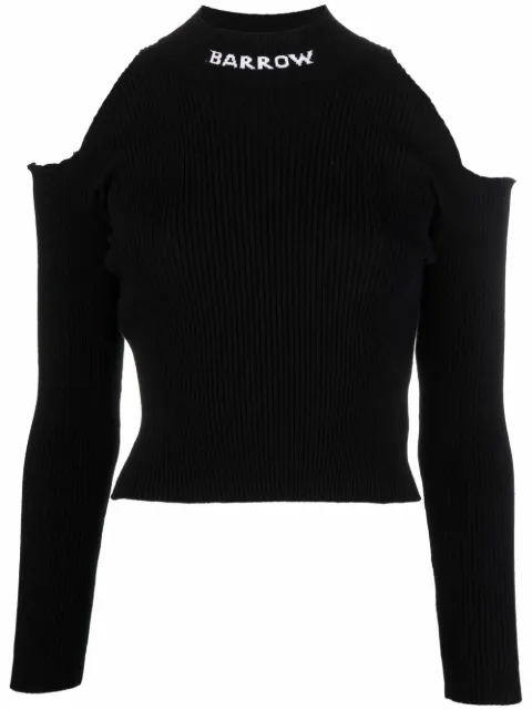BARROW cut out-detail logo-print jumper Black 030058