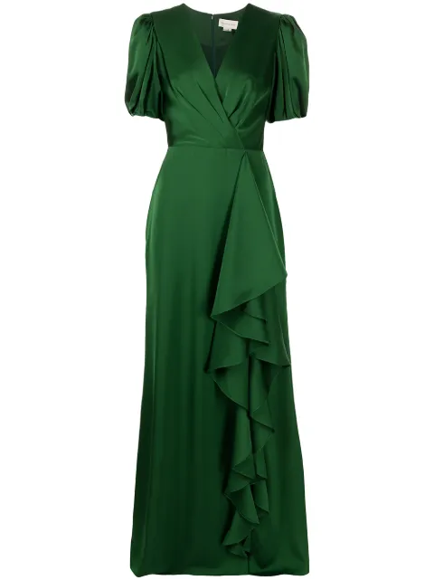 Sachin & Babi Mila ruffle-drape gown Green R221G10