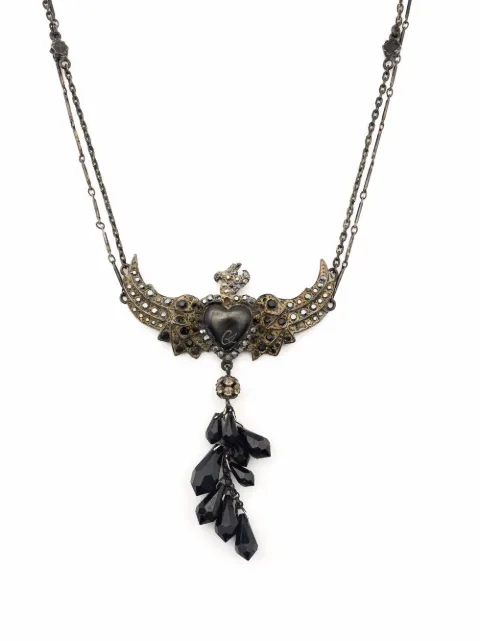 Christian Lacroix Pre-Owned 1980s heart bird necklace Black 131285