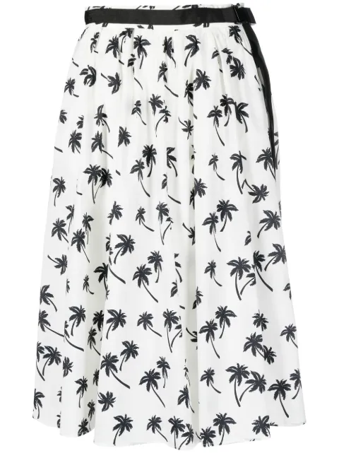 Moncler palm tree-print midi skirt Neutrals H10932D00007595Z5